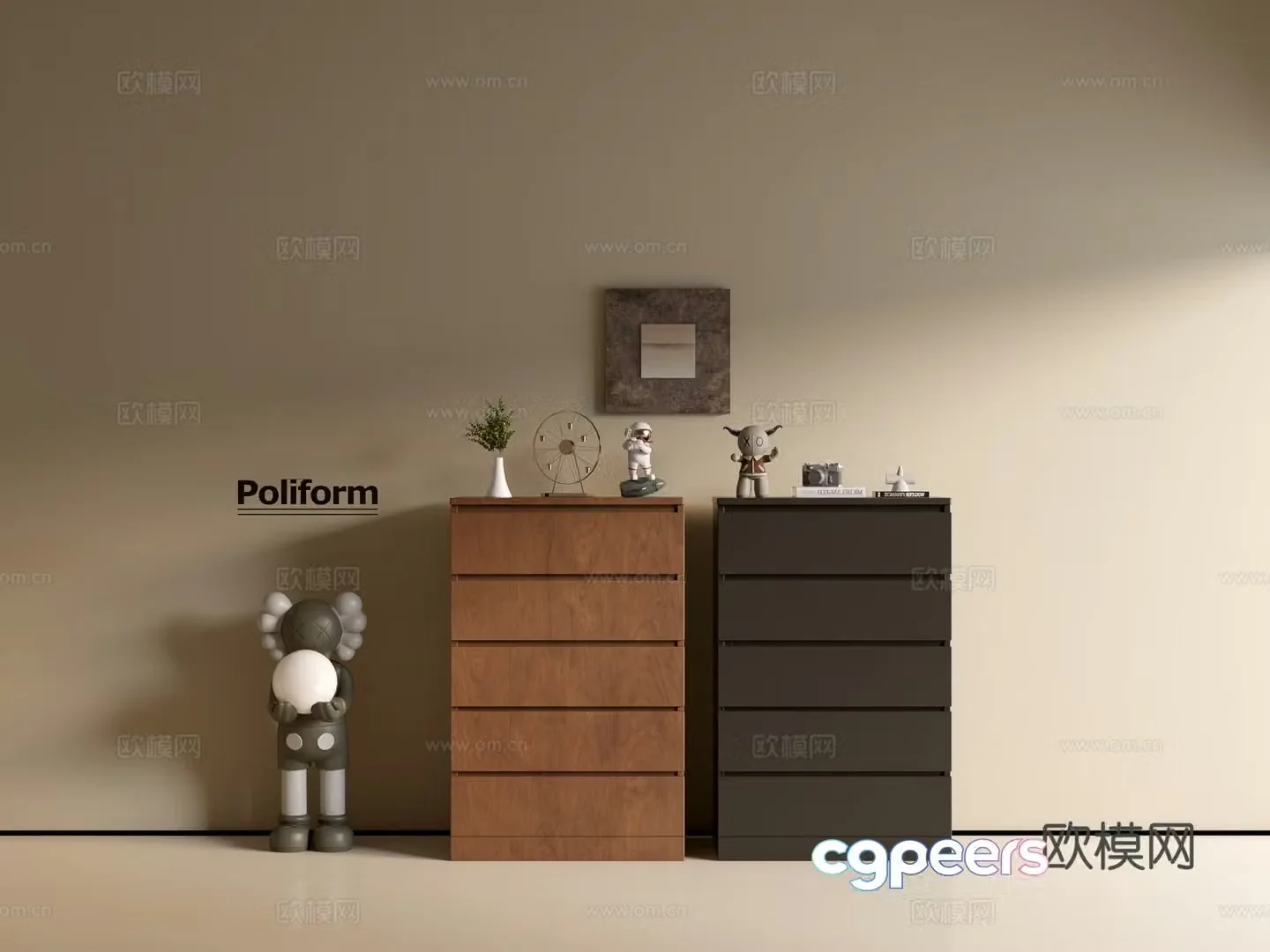 Modern wood grain cabinet ins wind minimalist wind cabinet whole cabinet sideboard balcony cabinet storage 3D model