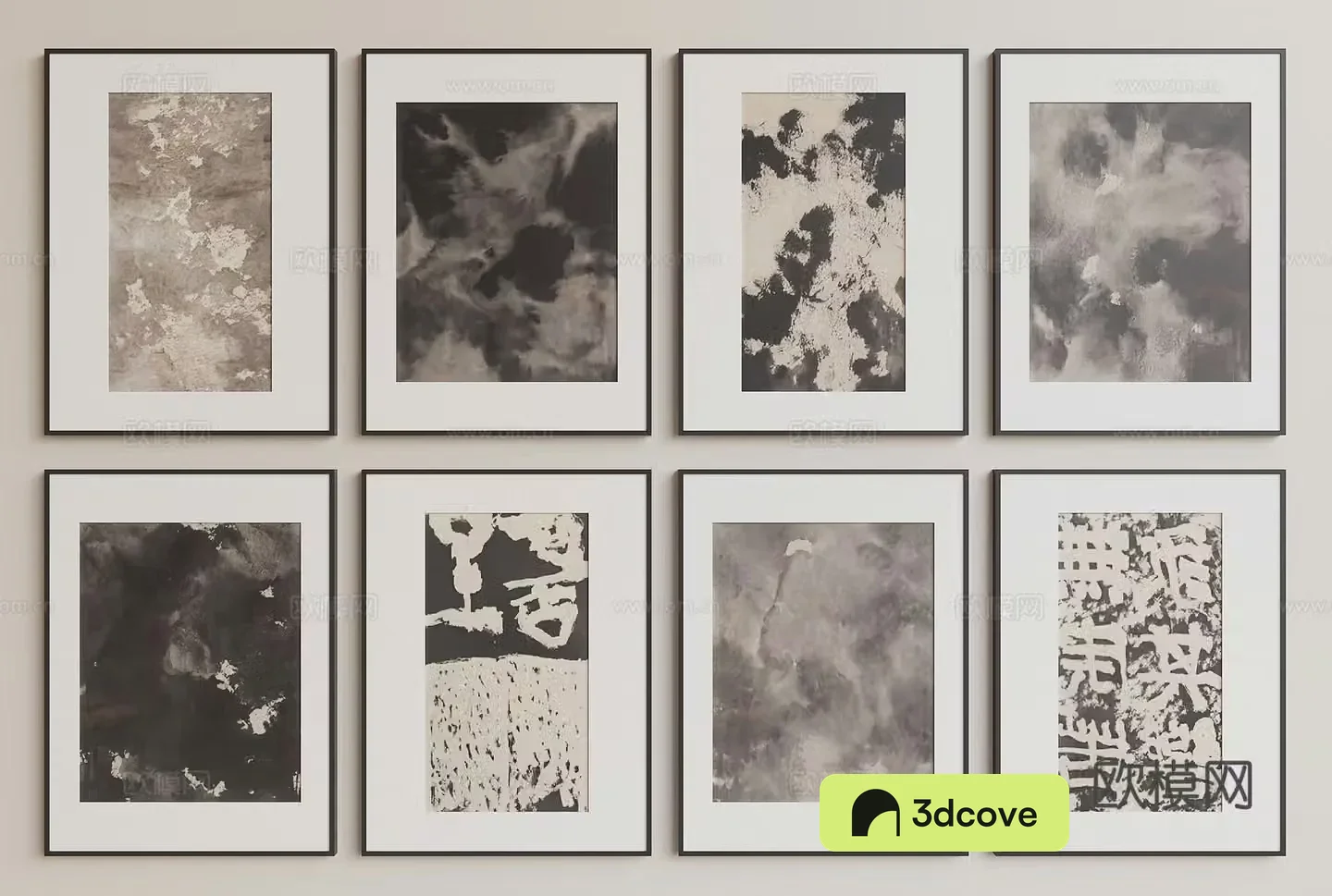 Decorative painting black and white painting texture painting