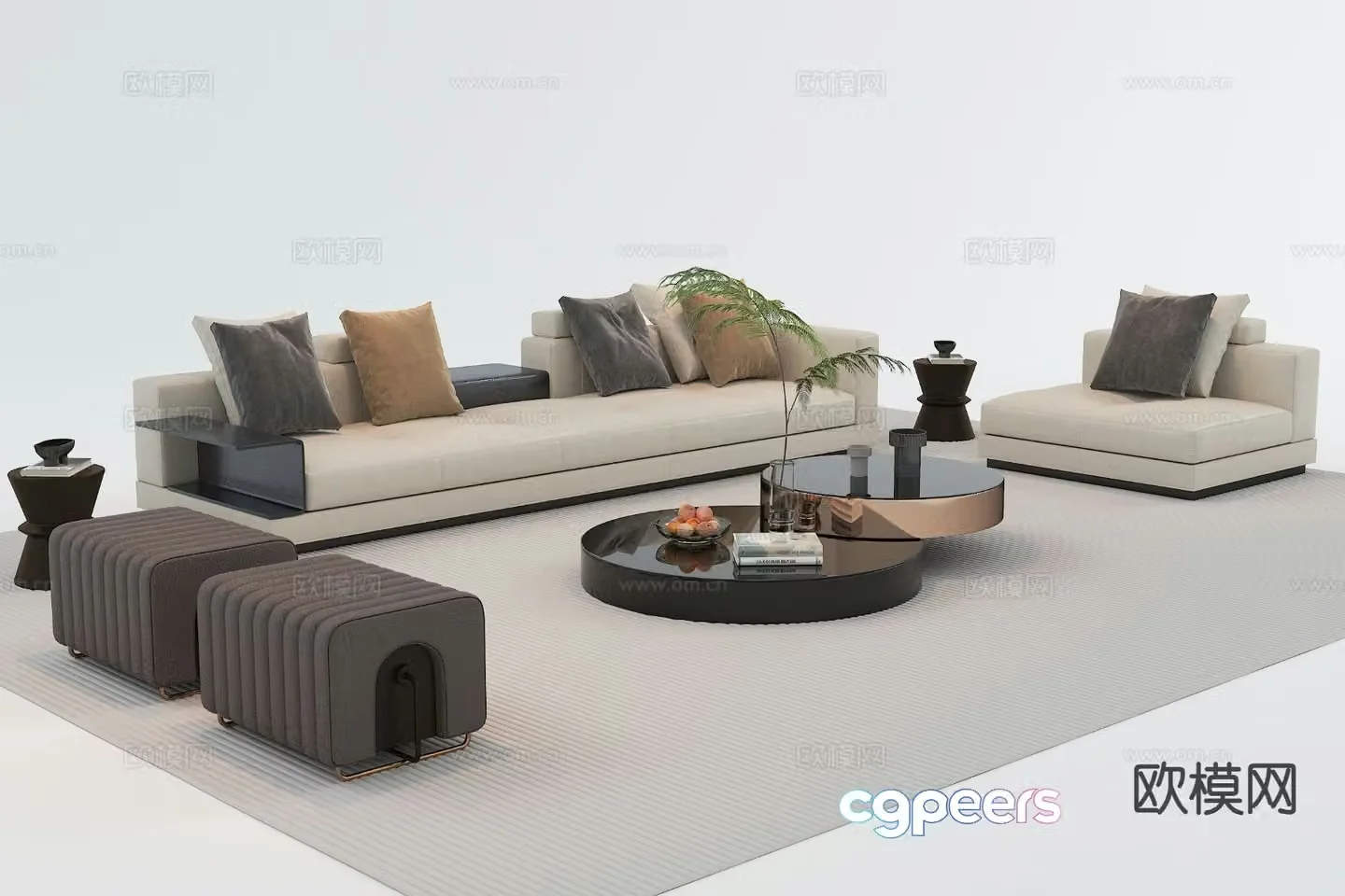 Modern sofa coffee table modular sofa 3d model