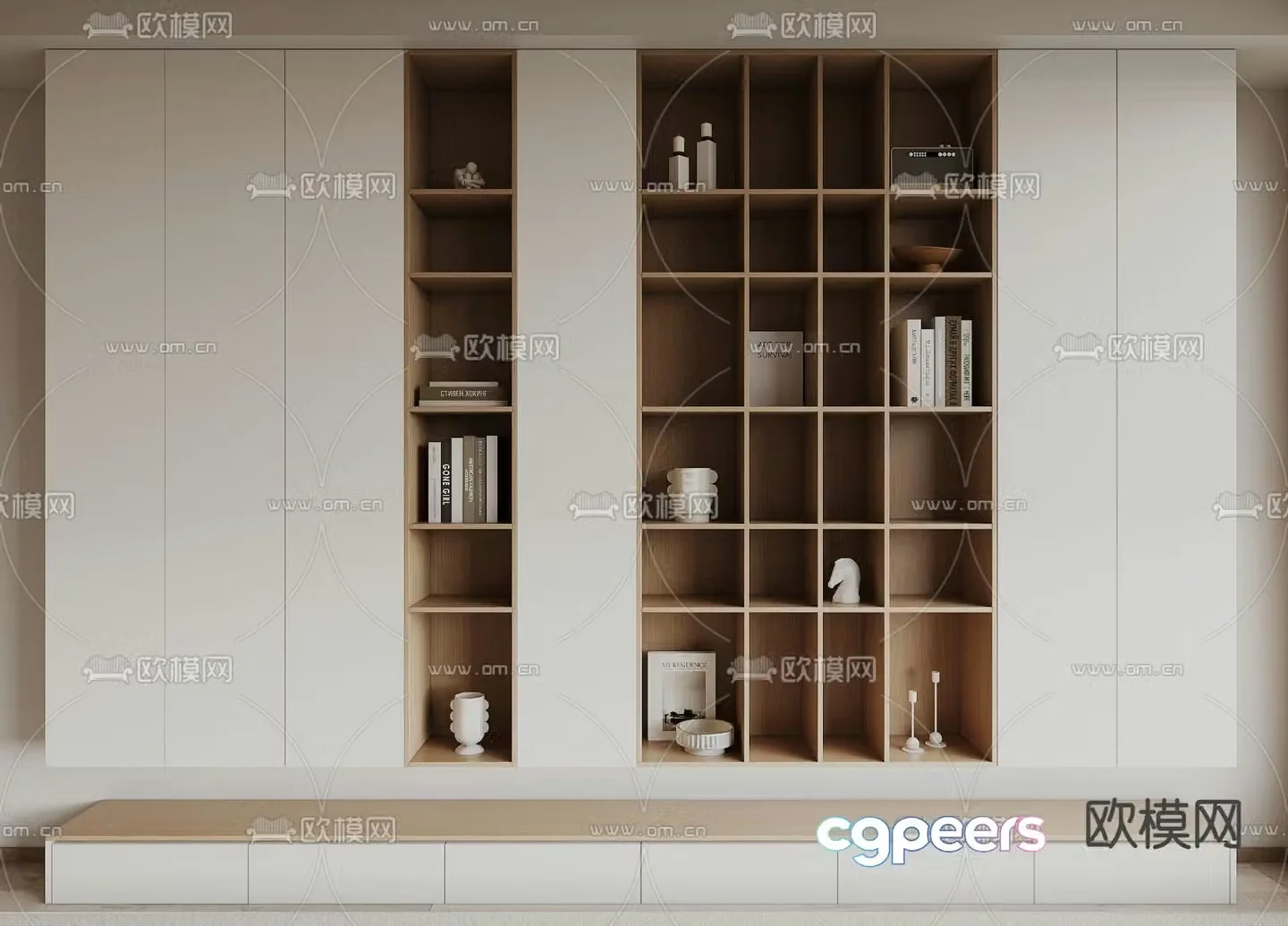 Modern bookcase bookshelf storage rack 3d model