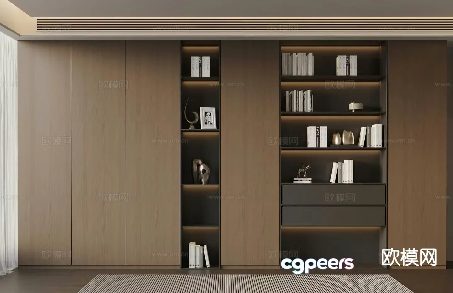Italian bookcase decorative cabinet 3d model