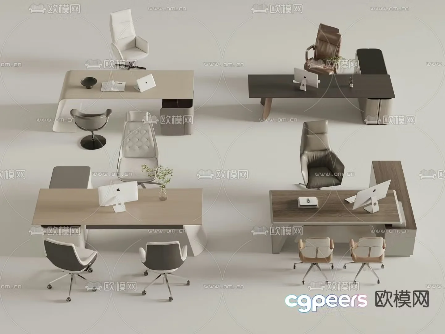 Modern office desk and chair desk table 3d model