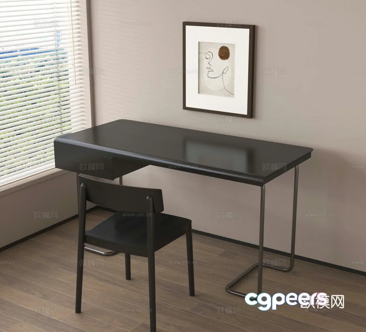 Computer desk office desk reading desk study desk chair 3d model