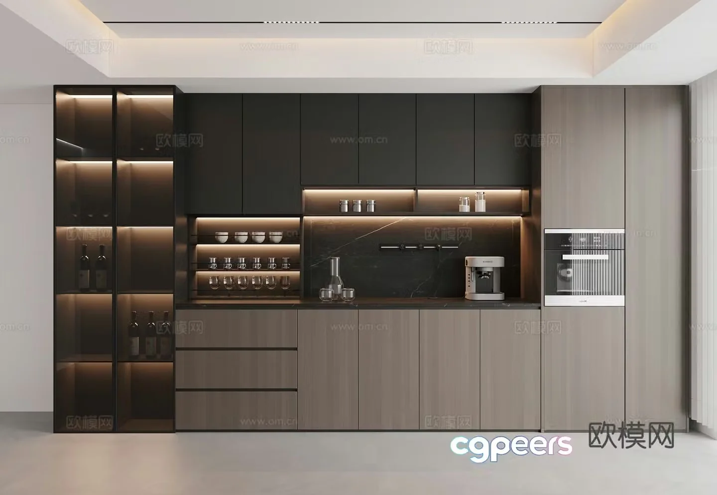Italian wine cabinet sideboard 3d model