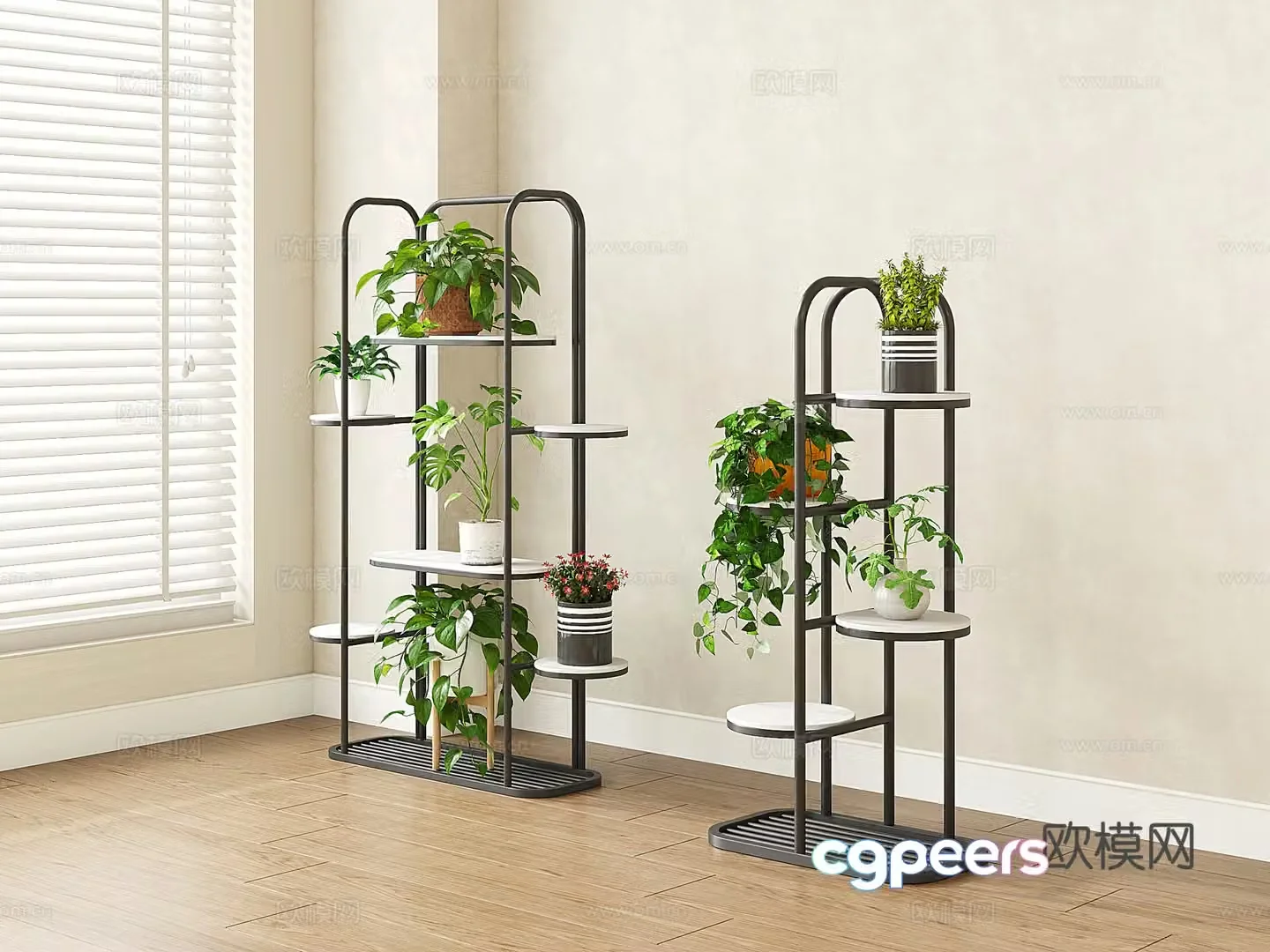 Modern subway art flower stand storage rack multi-layer flower stand flower pot stand green plant pot plant 3D model