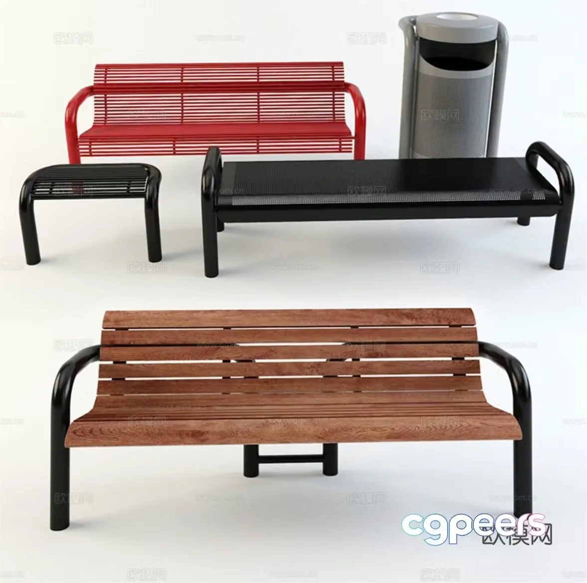 Modern public chair public bench bench 3d model