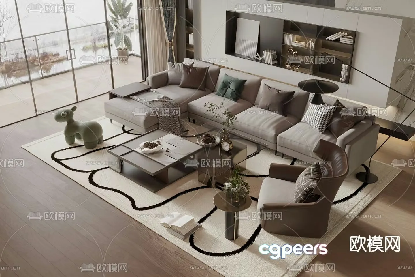 Modern sectional sofa 3d model