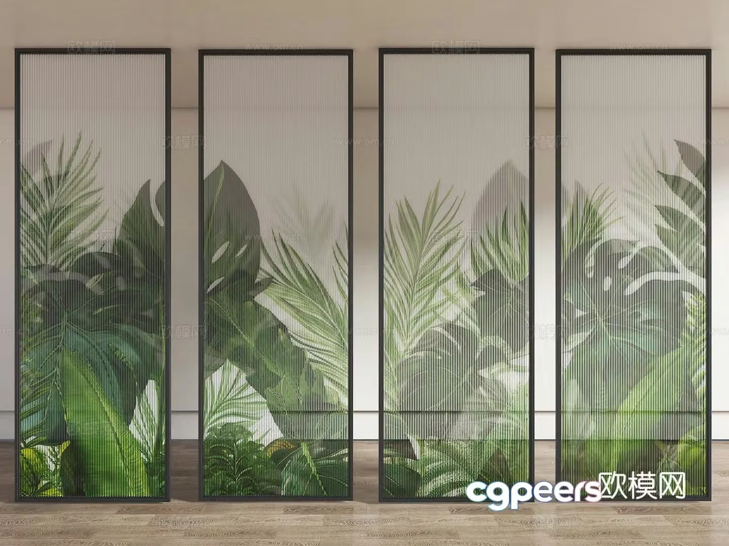 Modern art glass partition Art glass sliding door Glass partition Frosted glass Modern move 3D model