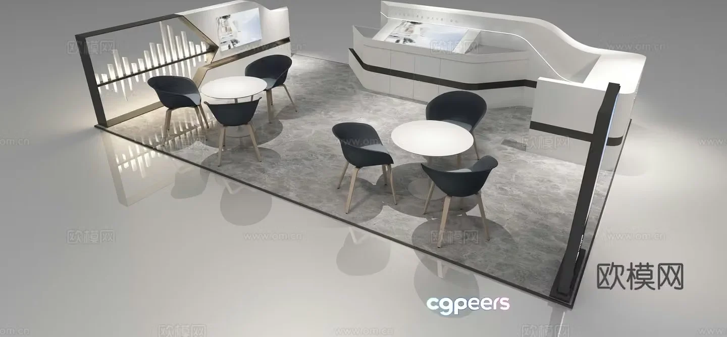 Modern exhibition mall real estate booth 3d model