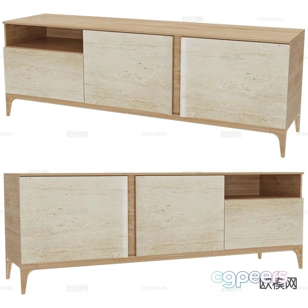 MAAMI log style sideboard 3d model