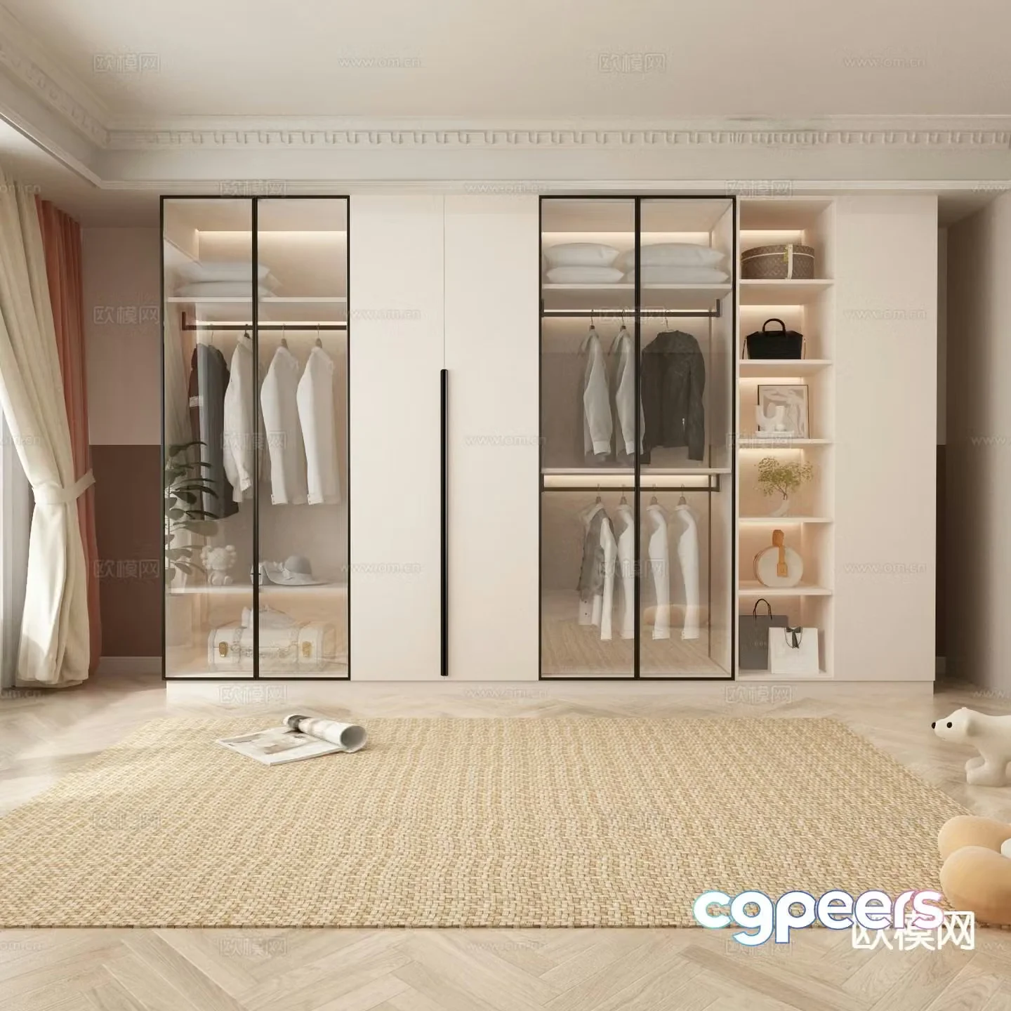 Cream style wardrobe wardrobe 3d model