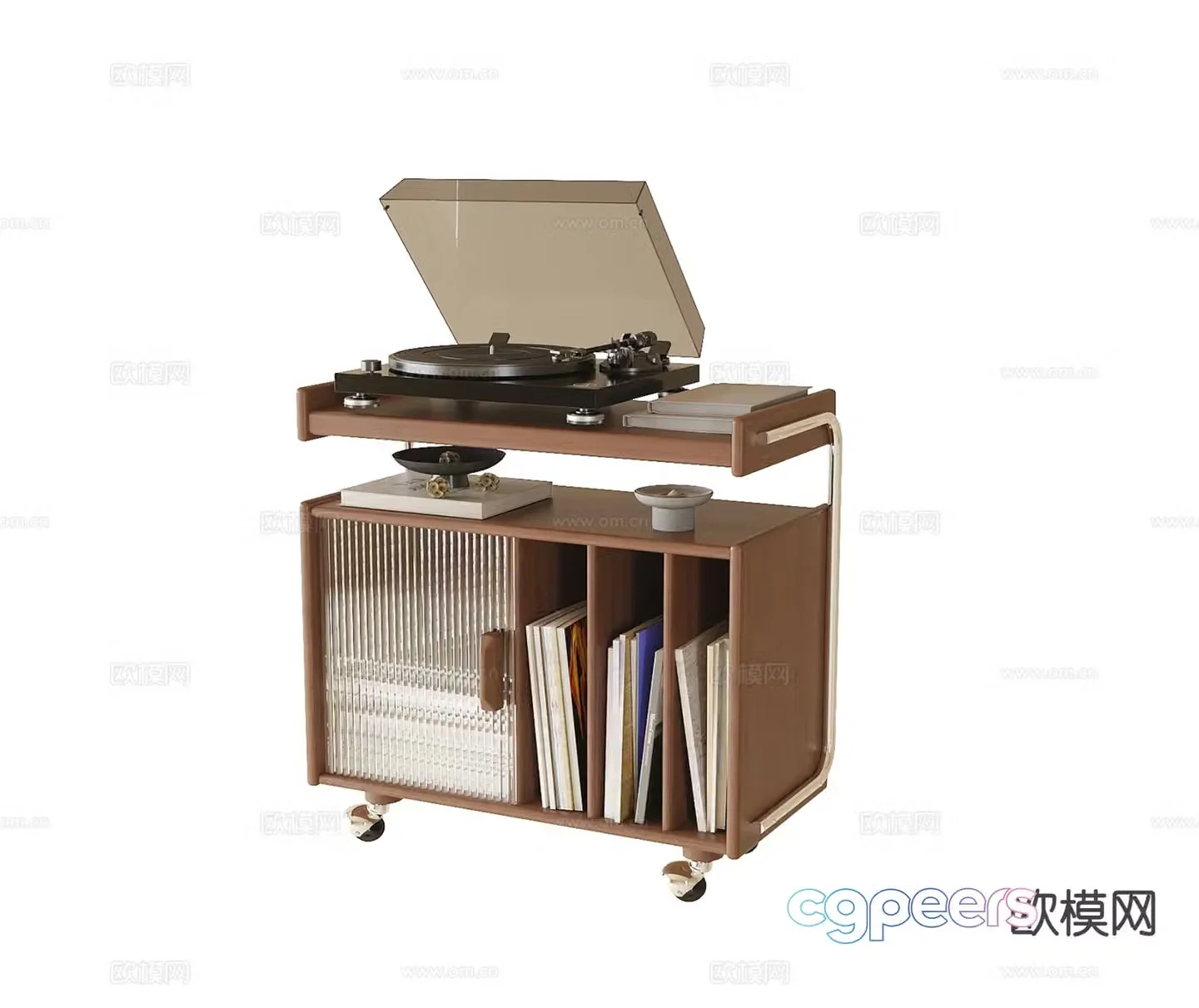Modern low bookcase corner table movable side table 3D model