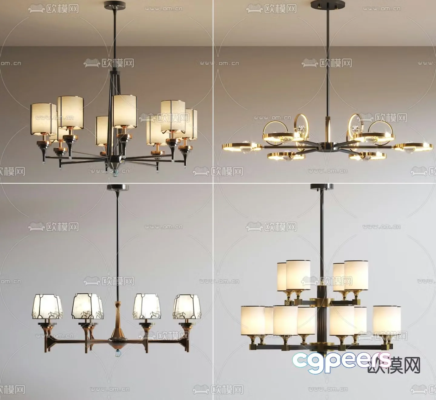 New Chinese style chandelier 3d model