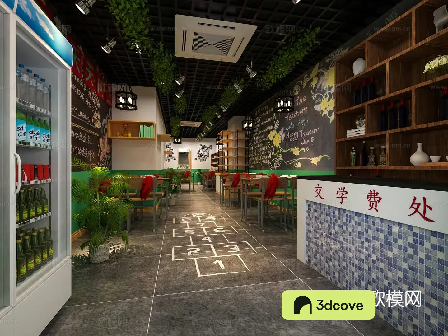 Industrial style school restaurant canteen
