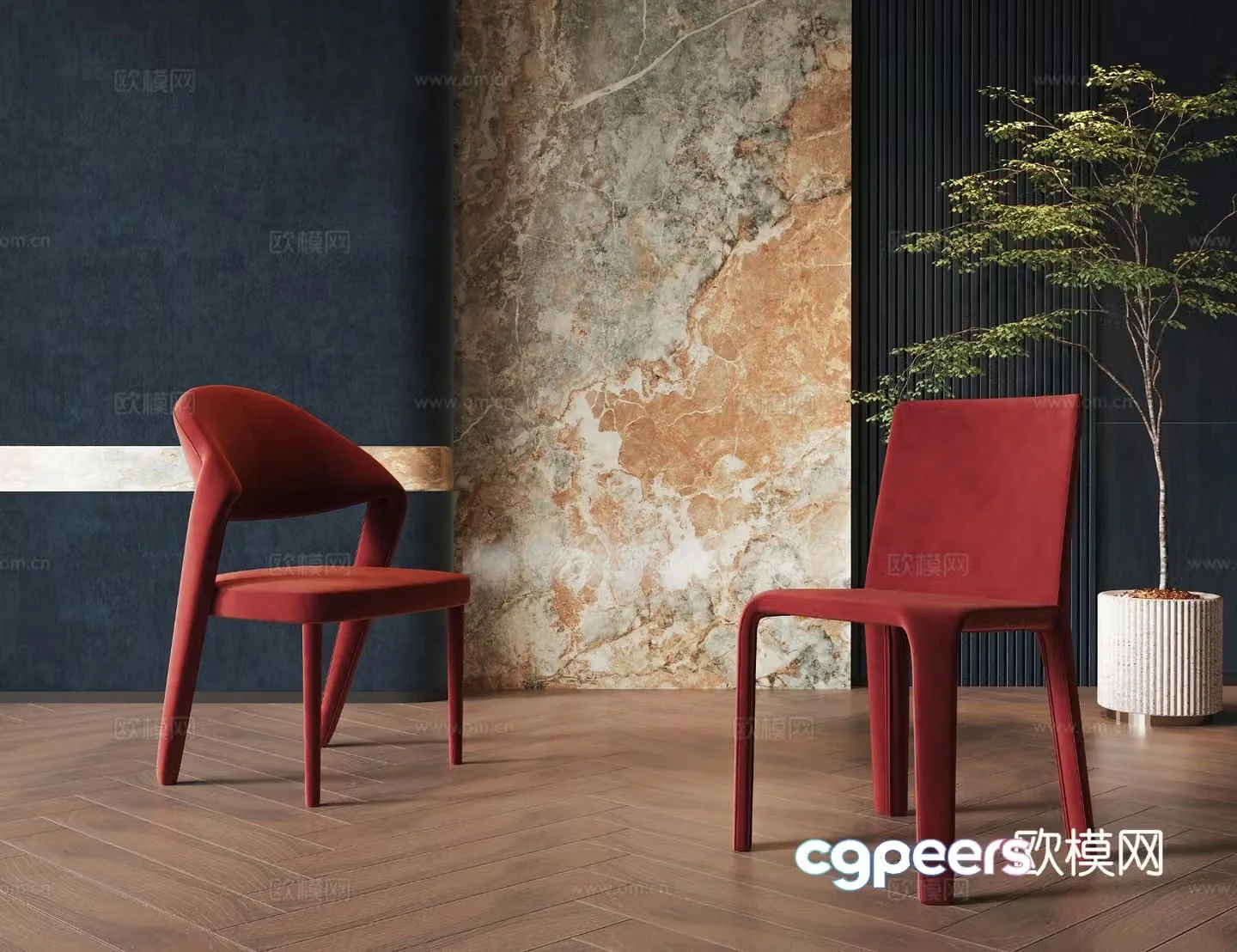 Modern single chair dining chair 3d model