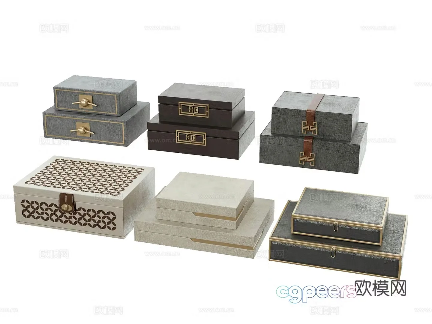 New Chinese style decorations ornaments boxes 3D model