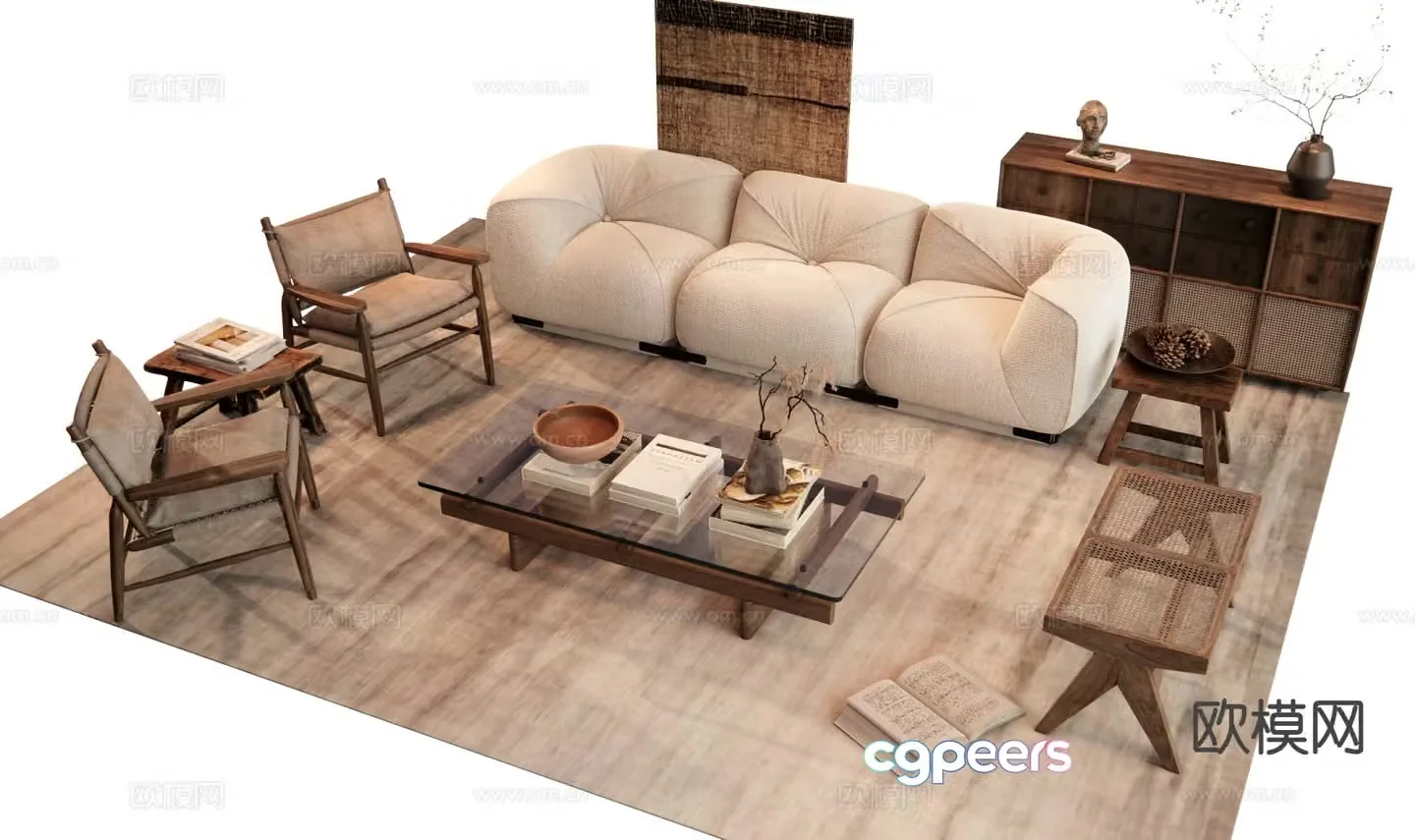 Medieval style modular sofa 3D model