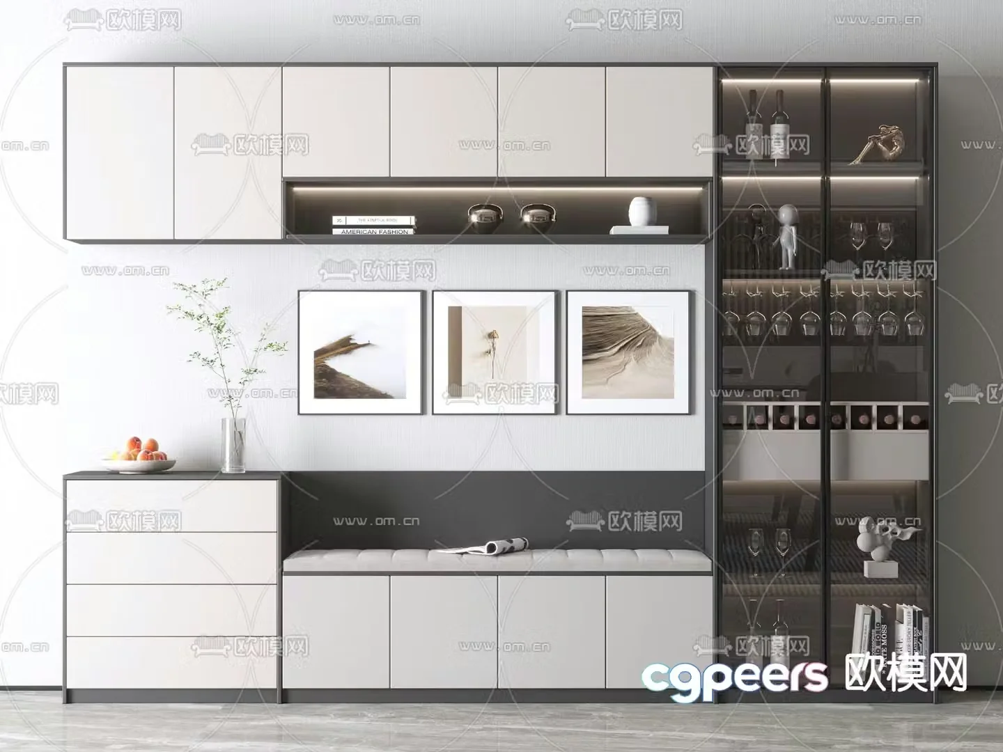 Modern deck wine cabinet 3D model