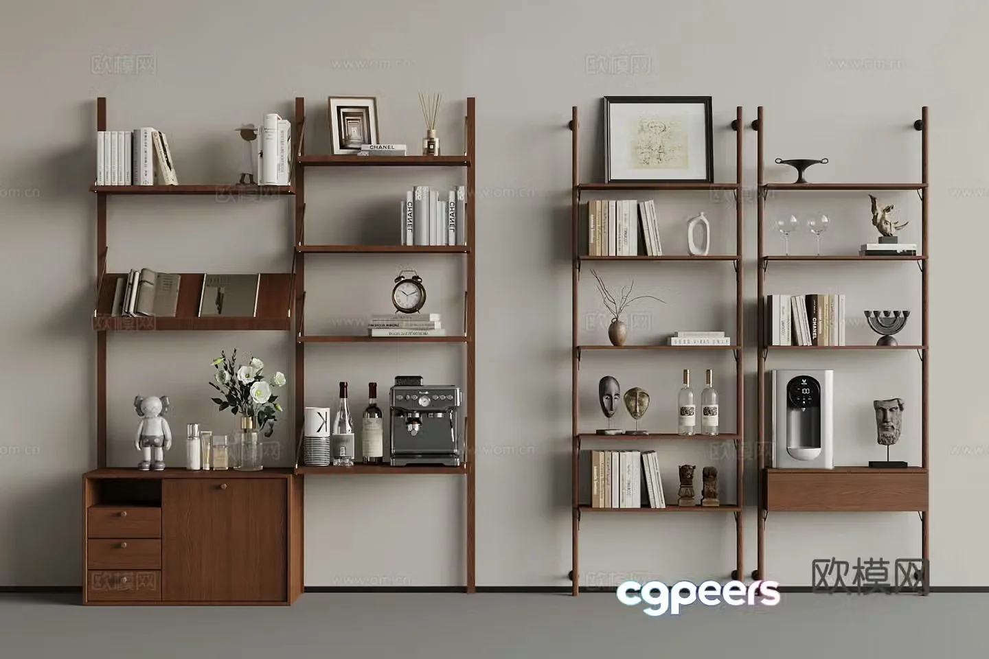 Middle-aged bookshelf shelf ornament 3D model