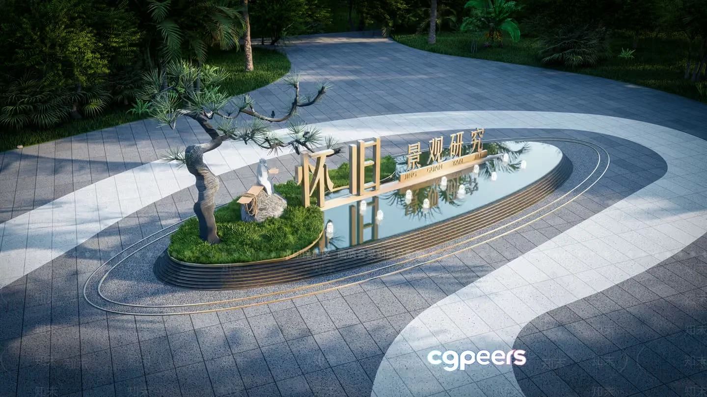 A Serene Japanese Garden With A Pond 3D Model – 17699 – VRAY Render