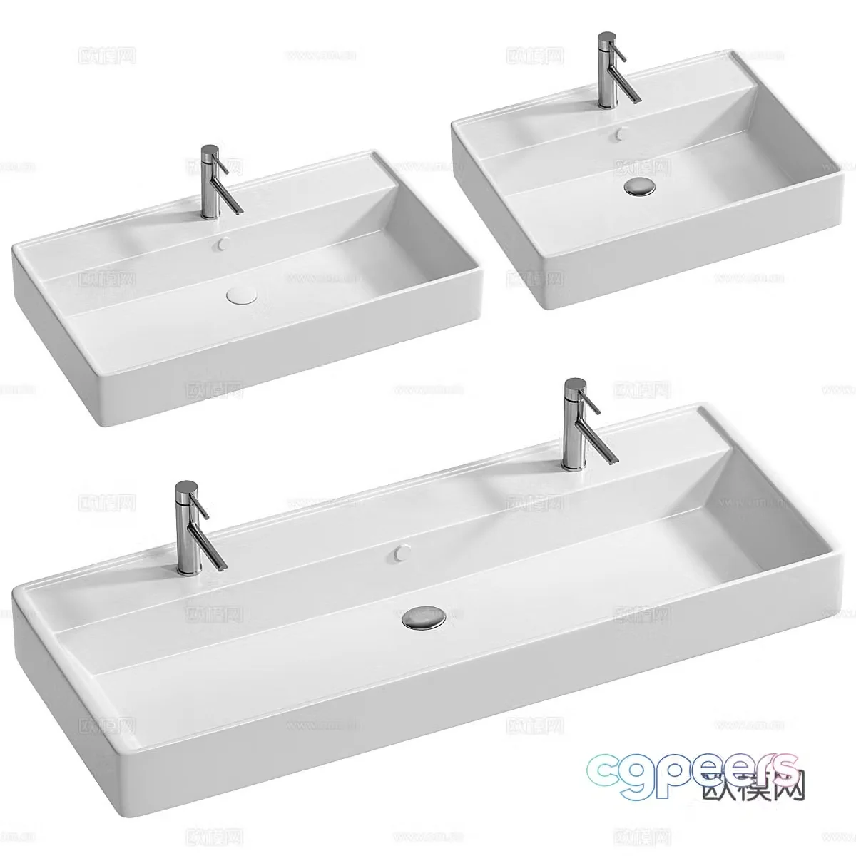 Modern minimalist ceramic washbasin 3D model