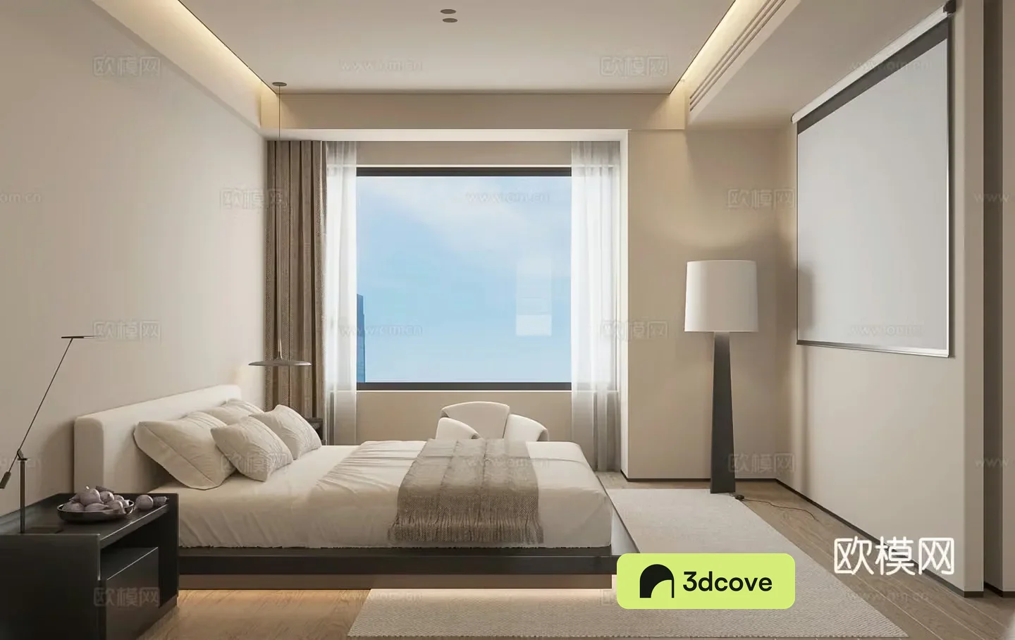 Modern minimalist home bedroom
