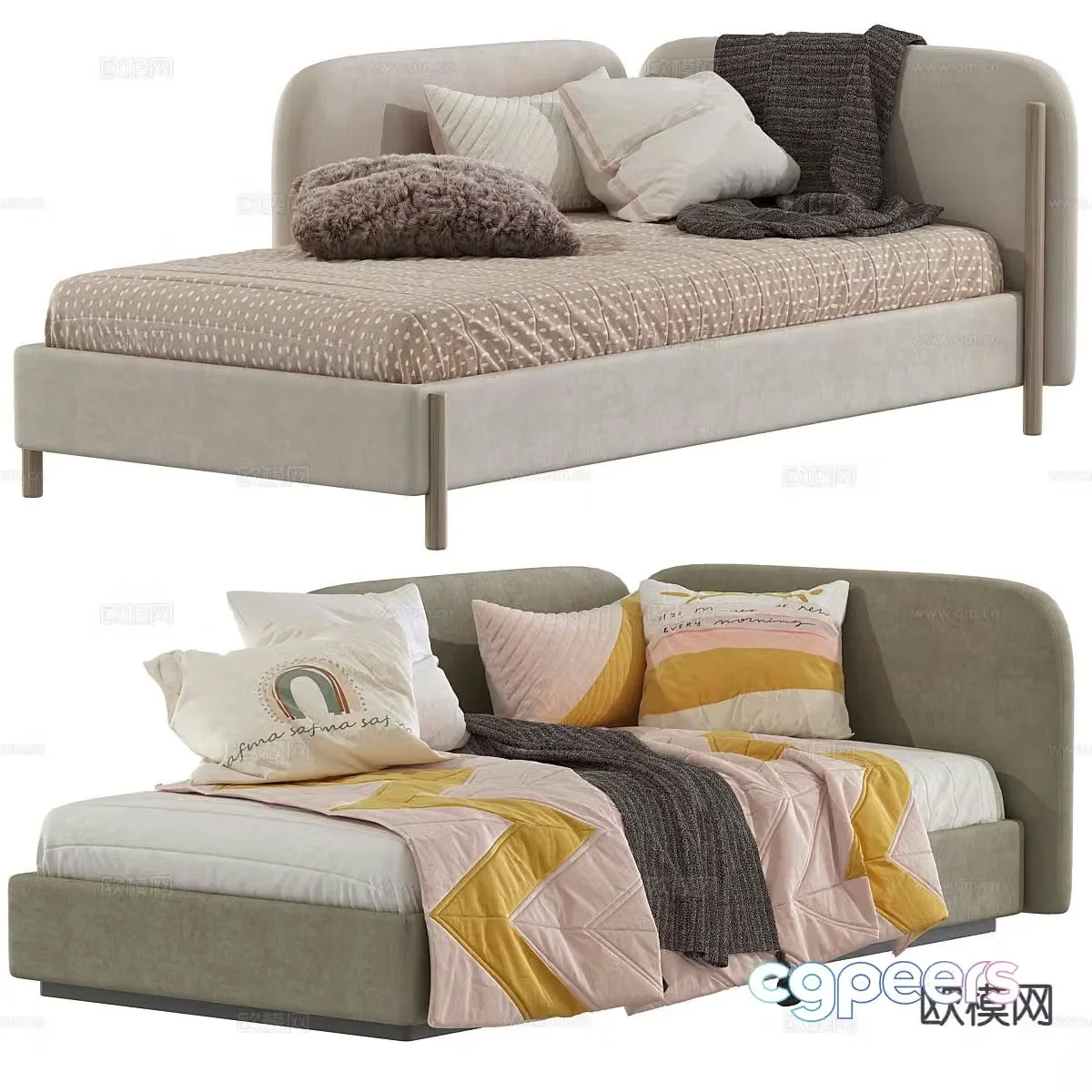 Modern single bed sofa bed 3d model