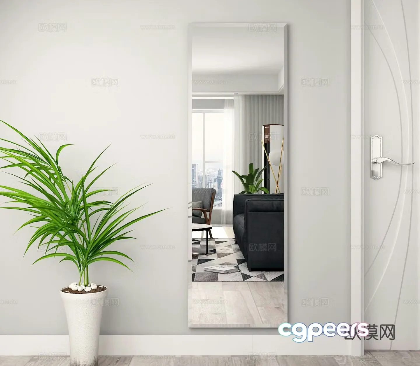 Modern full length mirror living room mirror 3d model