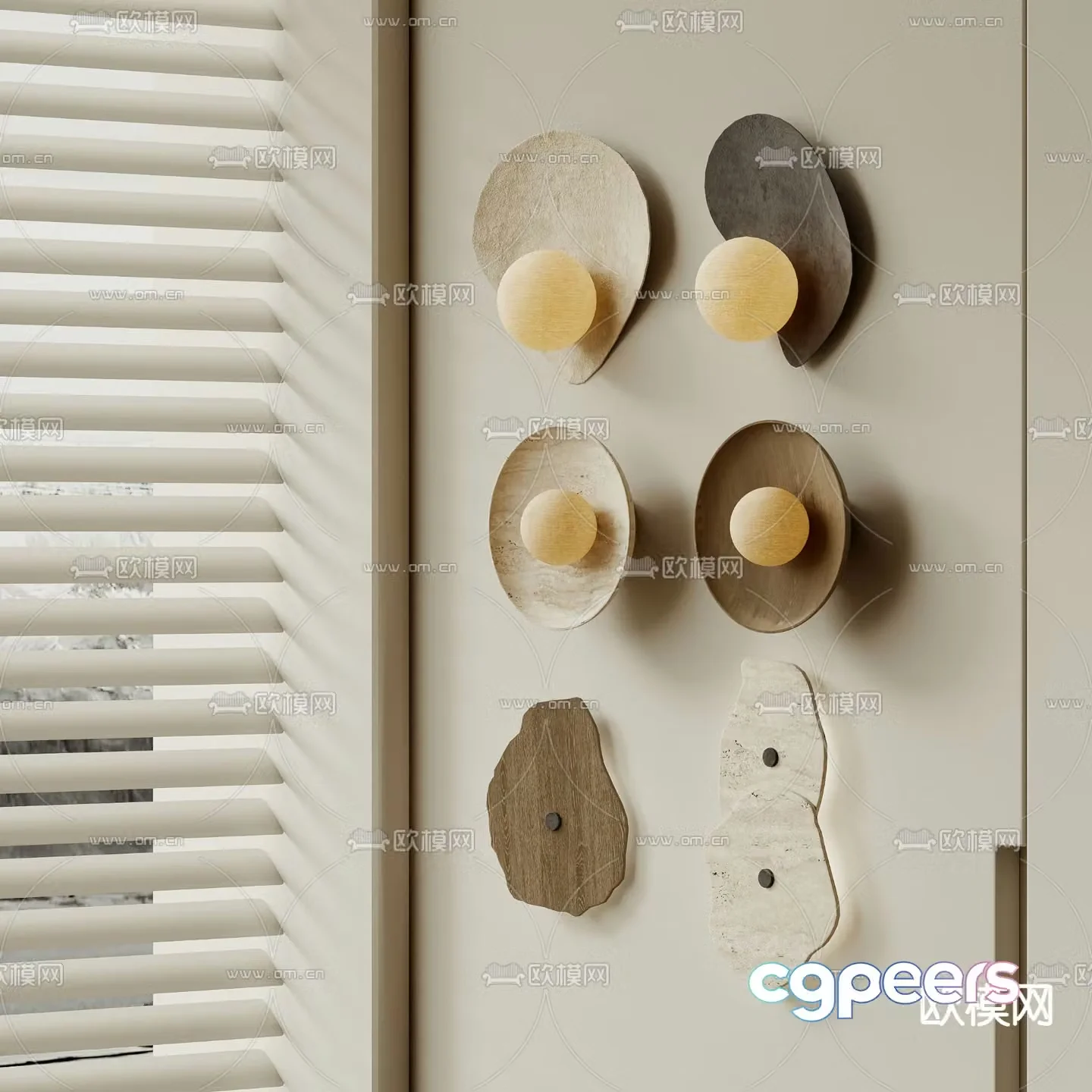 Wabi-sabi style wall lamp 3d model