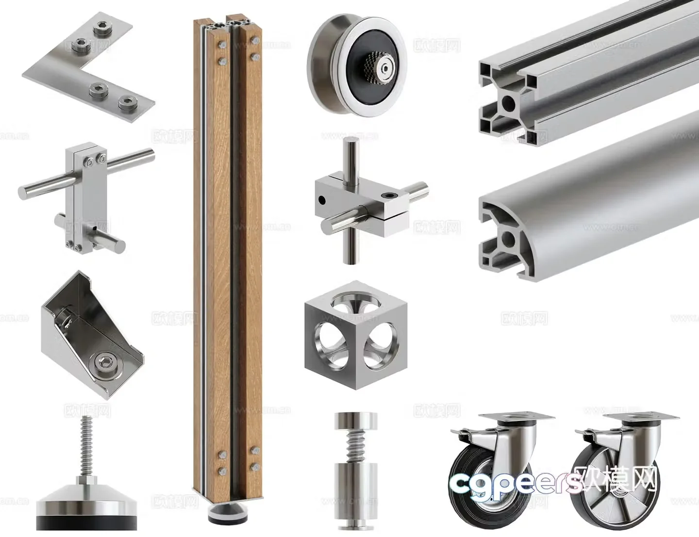 Aluminum profile accessories 3D model