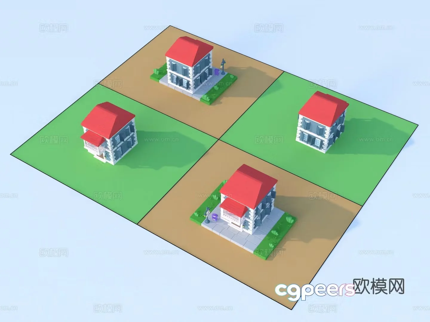 Cartoon toys architectural sketch 3d model
