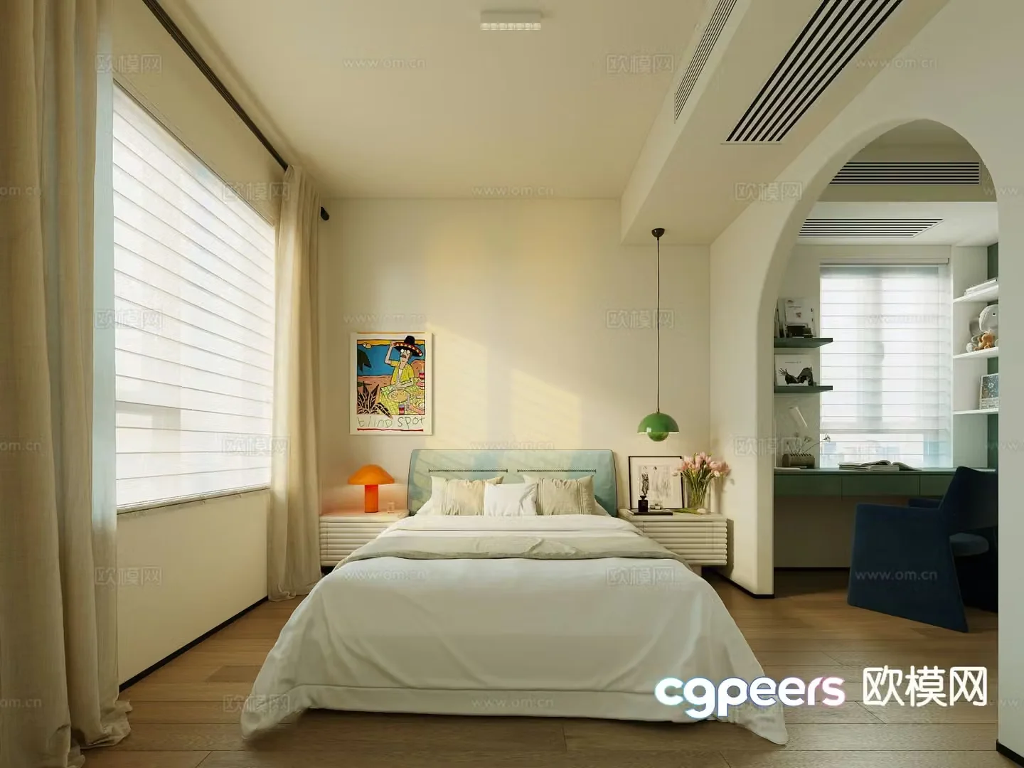 Cream style bedroom second bedroom boy’s room 3D model