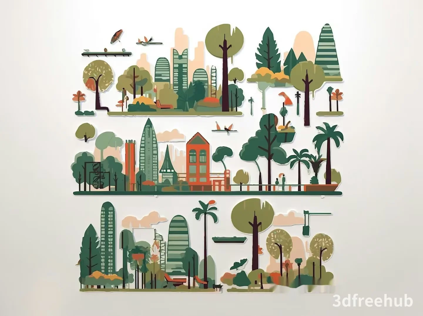 A Colorful Cartoon-Style Cityscape 3D Model – 20184 – VRAY Render