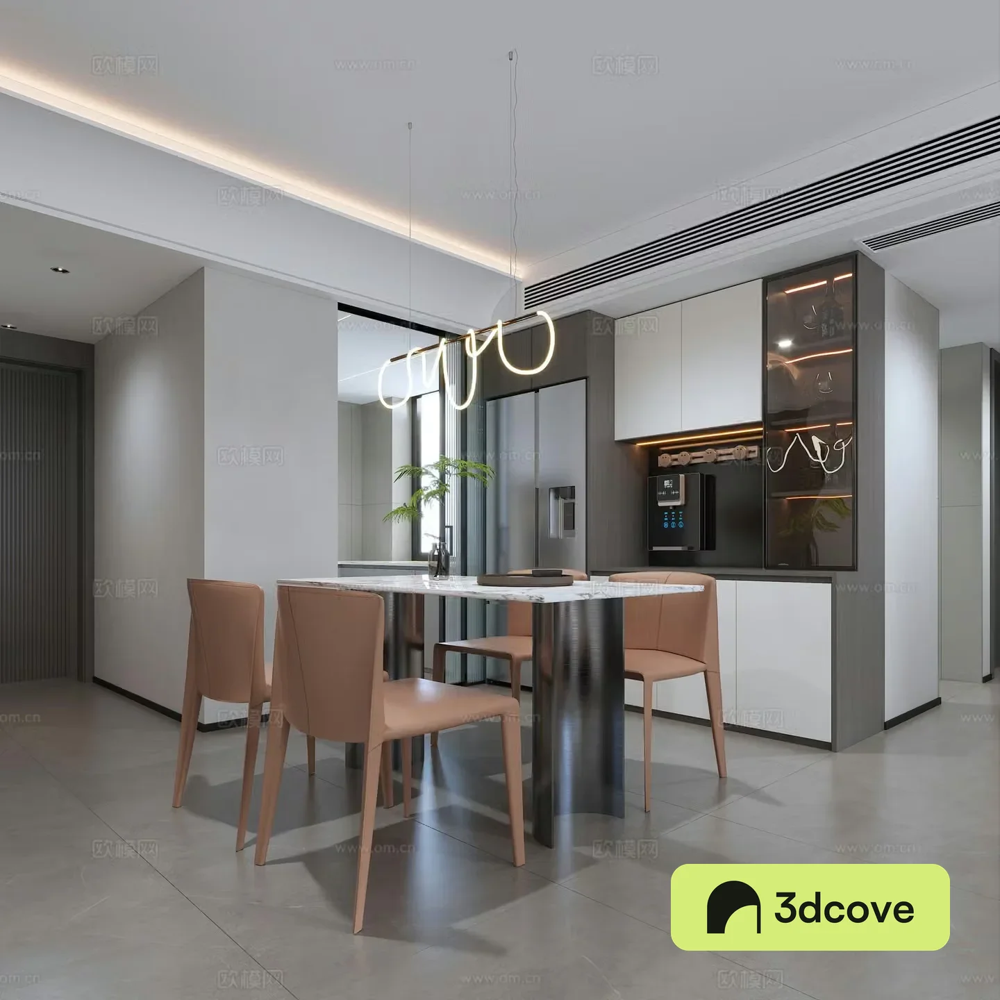 Modern restaurant kitchen wine cabinet
