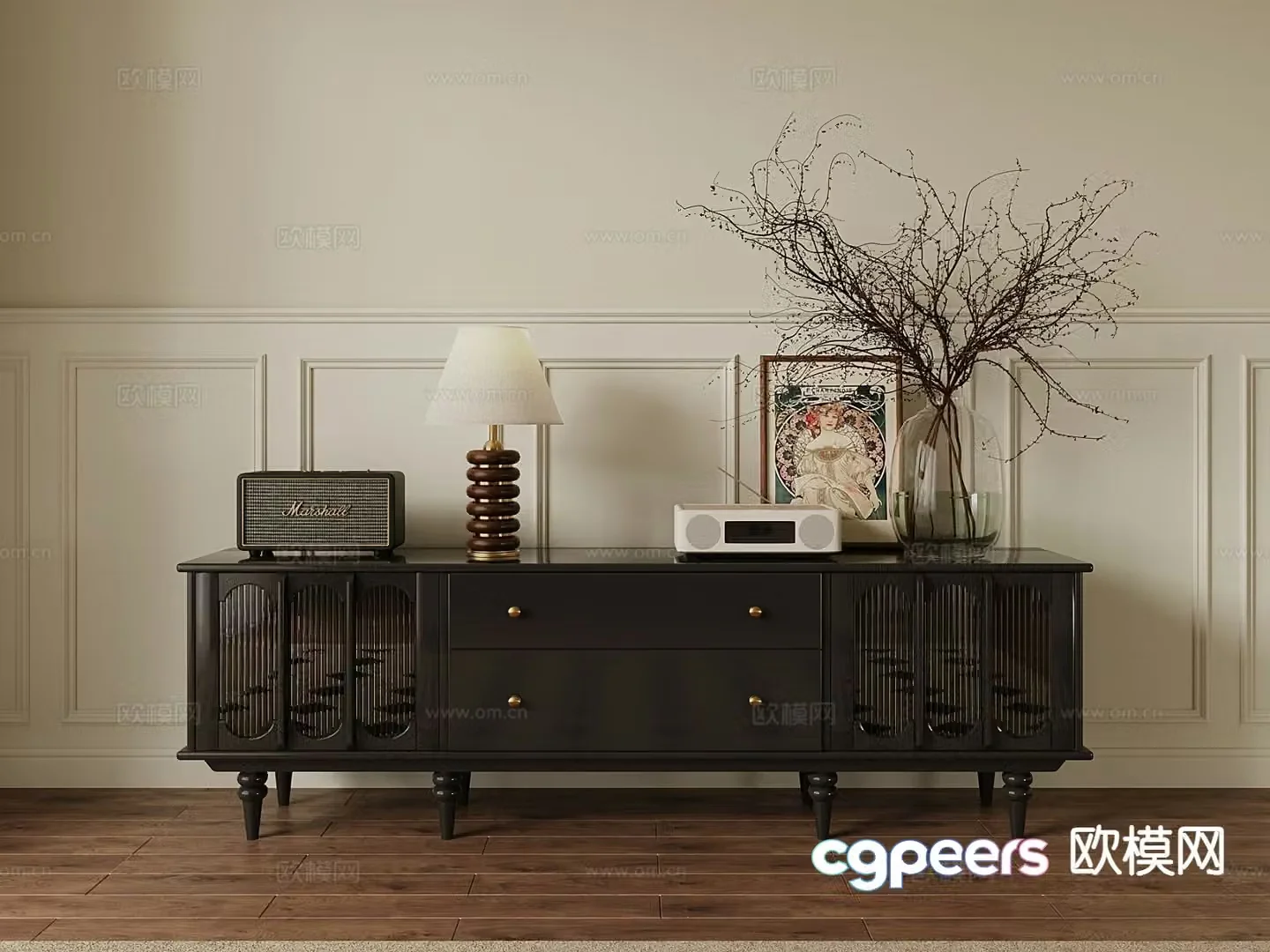 French TV cabinet 3d model