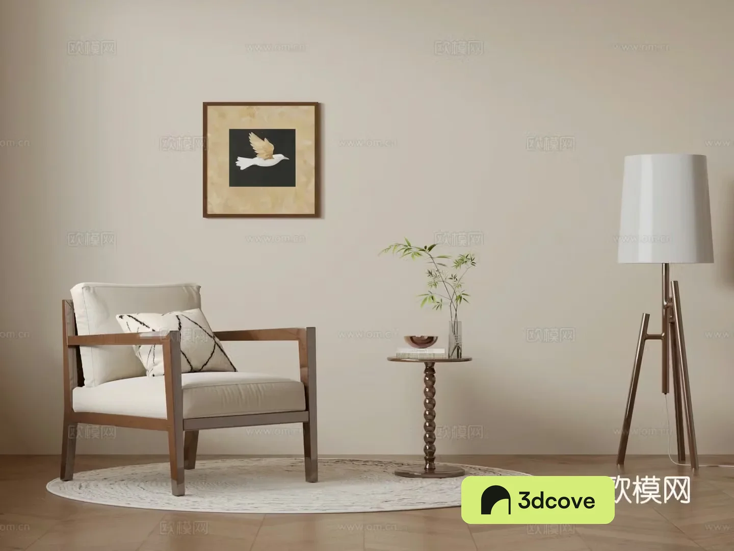 Medium style casual single chair 3D model