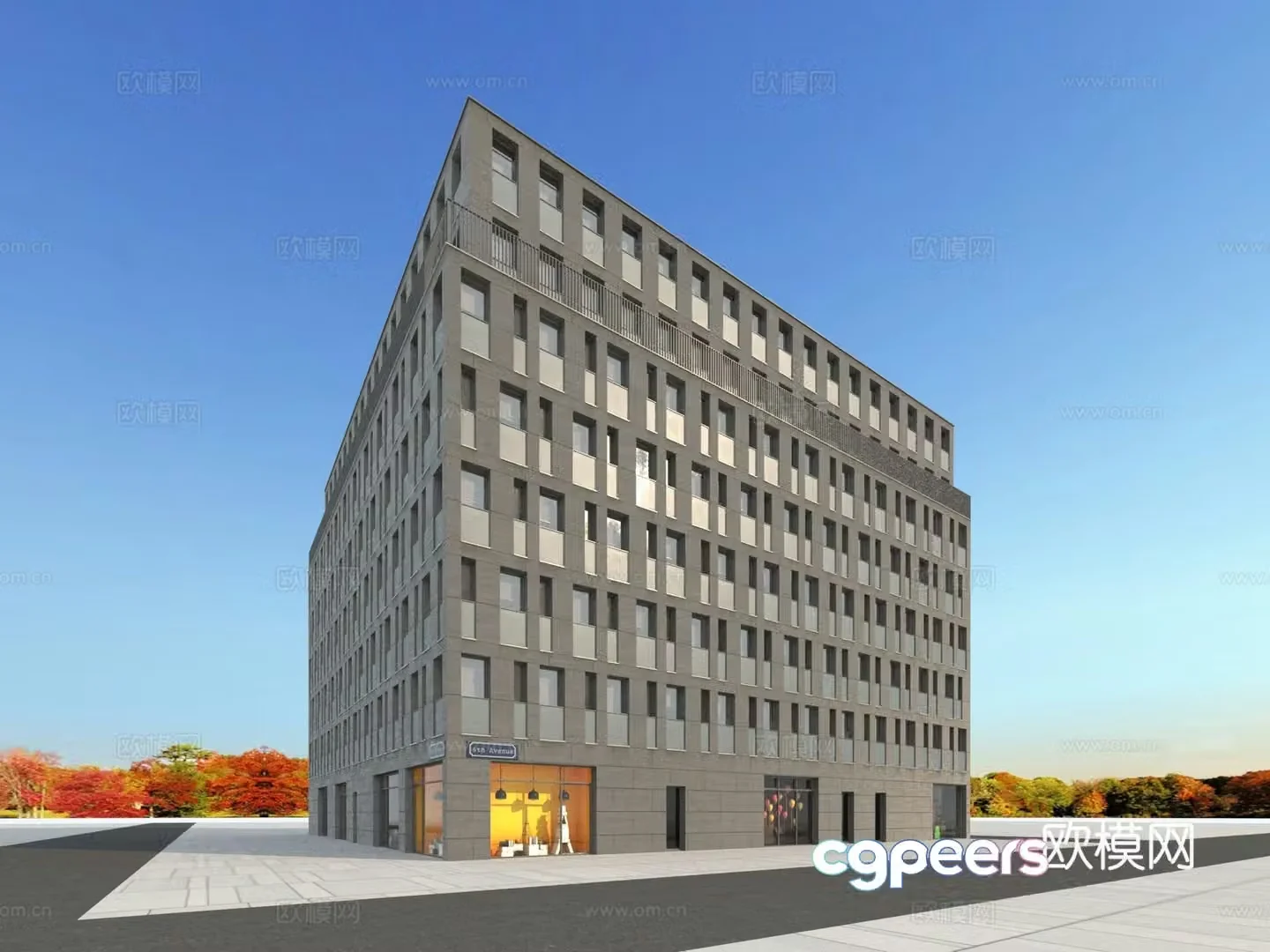 Building appearance European-style building 3d model