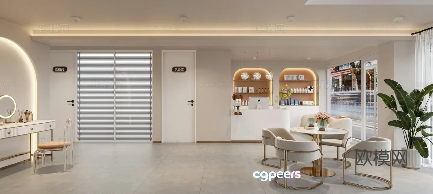 Beauty salon front desk beauty aisle beauty shop consultation room 3d model