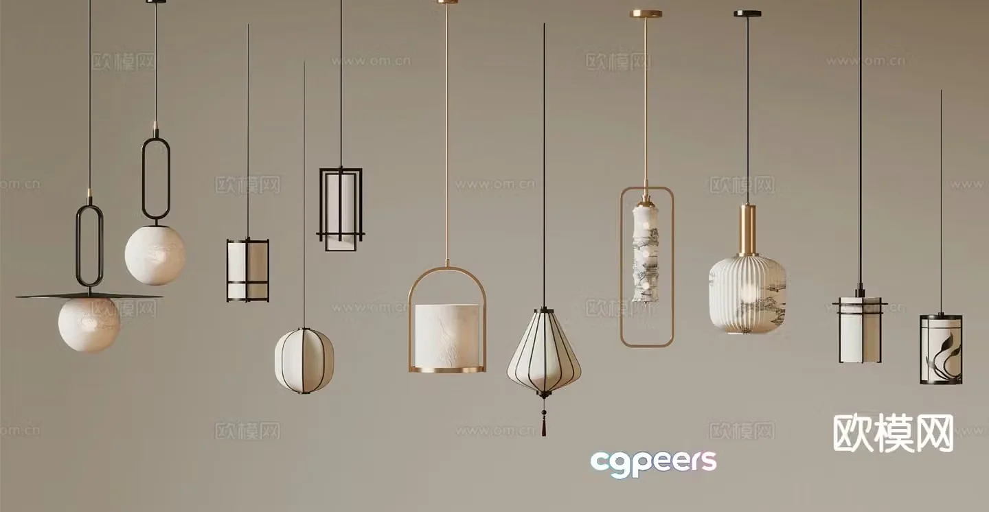 New Chinese style small chandelier 3d model