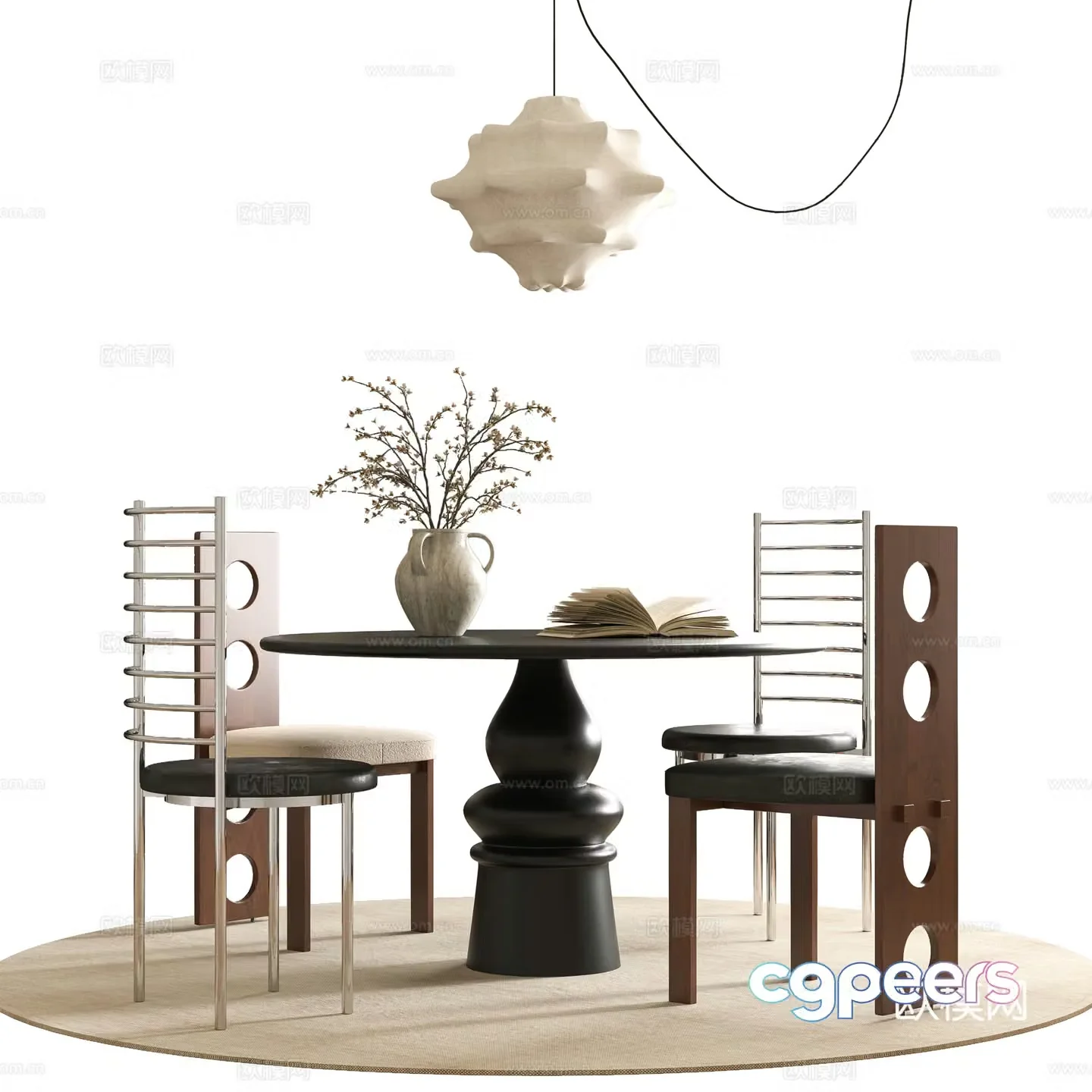 Modern dining table and chair 3d model