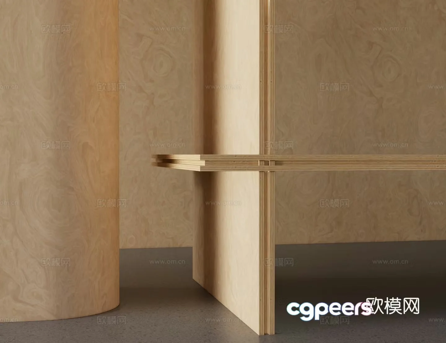 Modern wall panel Birch board Wood veneer 3d model