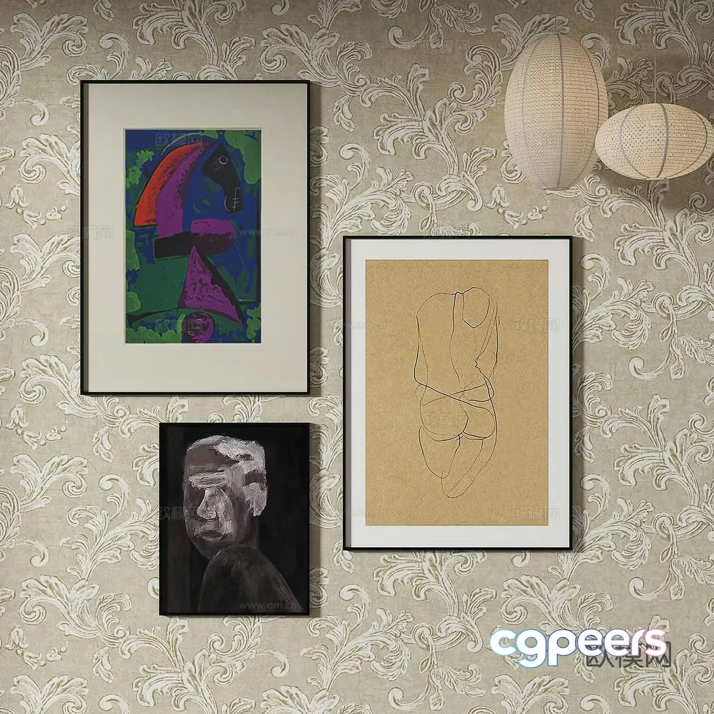 Simple European art painting decorative painting 3d model