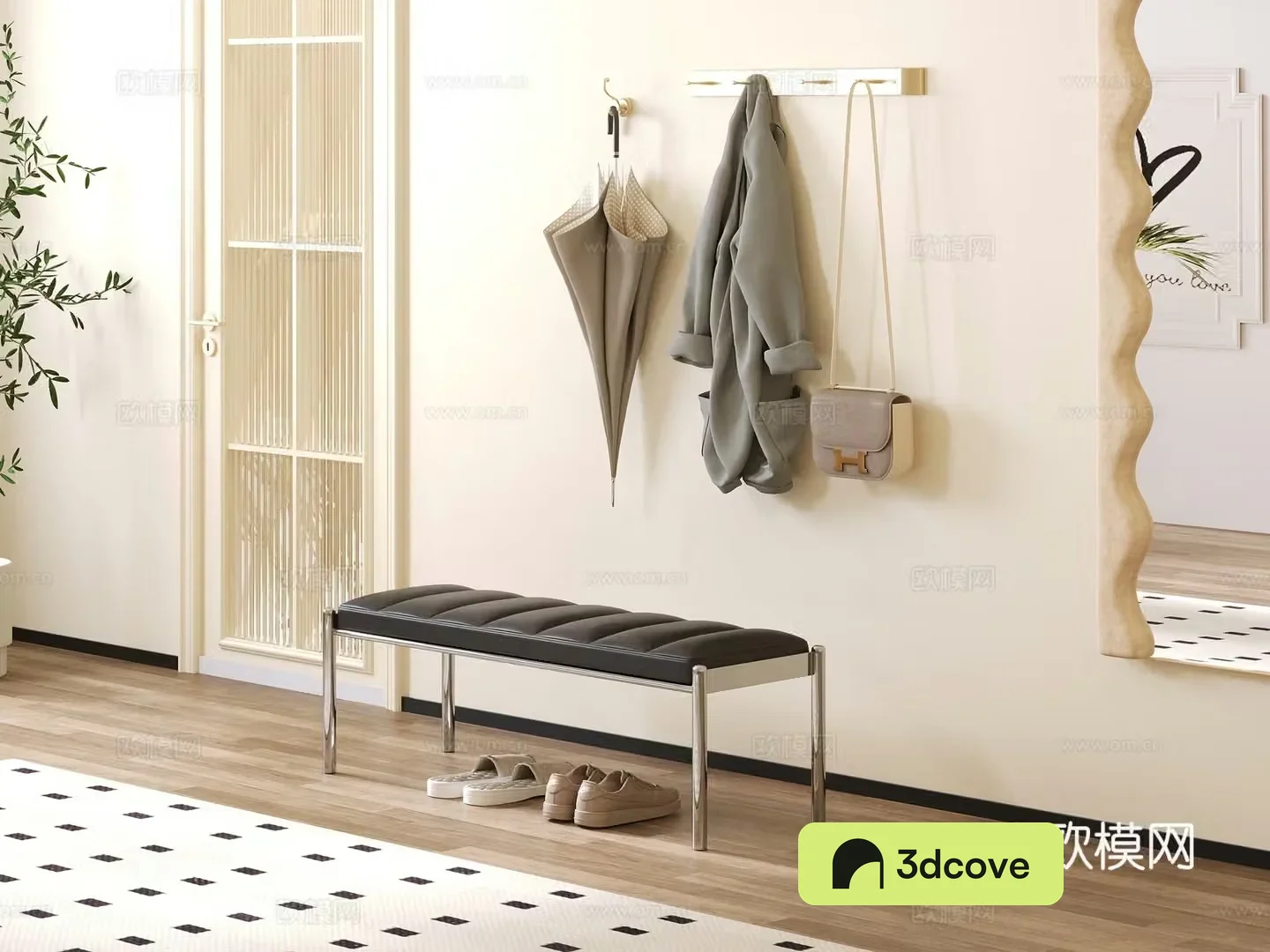 Modern style living room entrance living room furniture shoe changing stool furniture dressing mirror