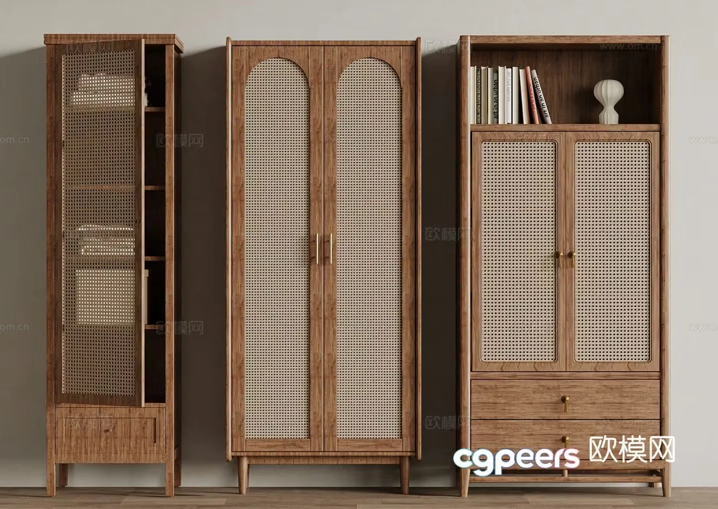 Locker Wasabi Locker Rattan Cabinet Bookcase 3D Model