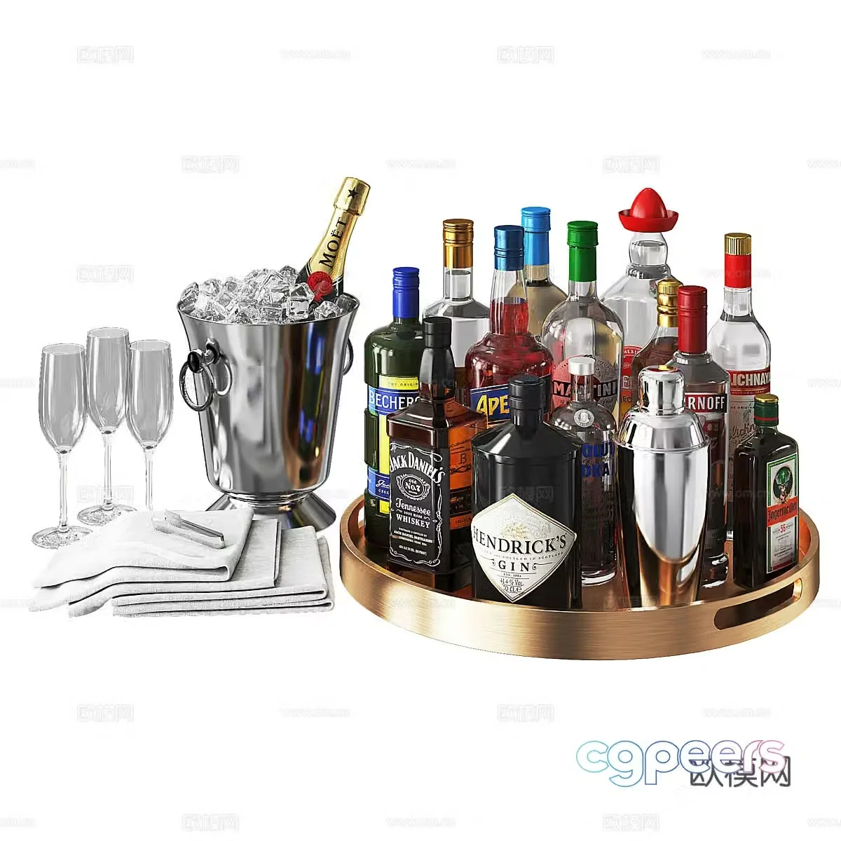 Home Bar Drink Set 3D Model