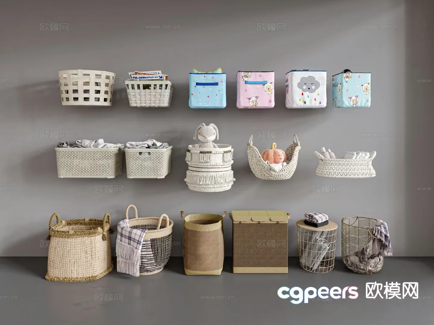 Dirty clothes basket dirty clothes basket rattan storage basket storage box 3D model