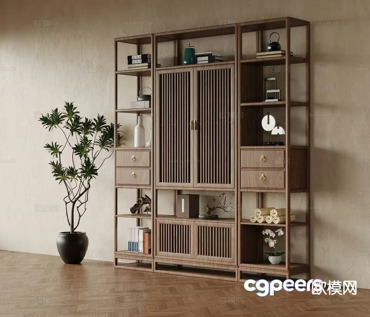 New Chinese style tea cabinet 3D model