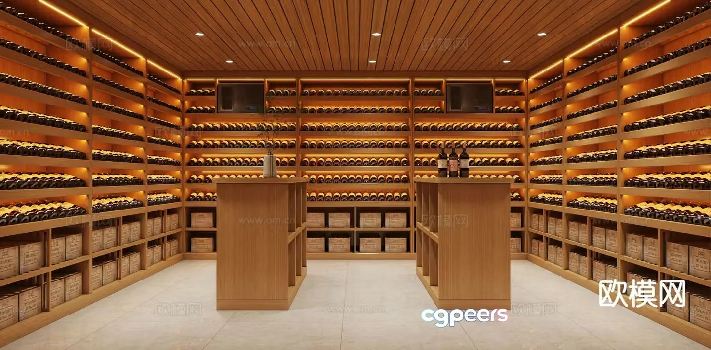 Modern red wine cellar cold storage room constant temperature room 3D model