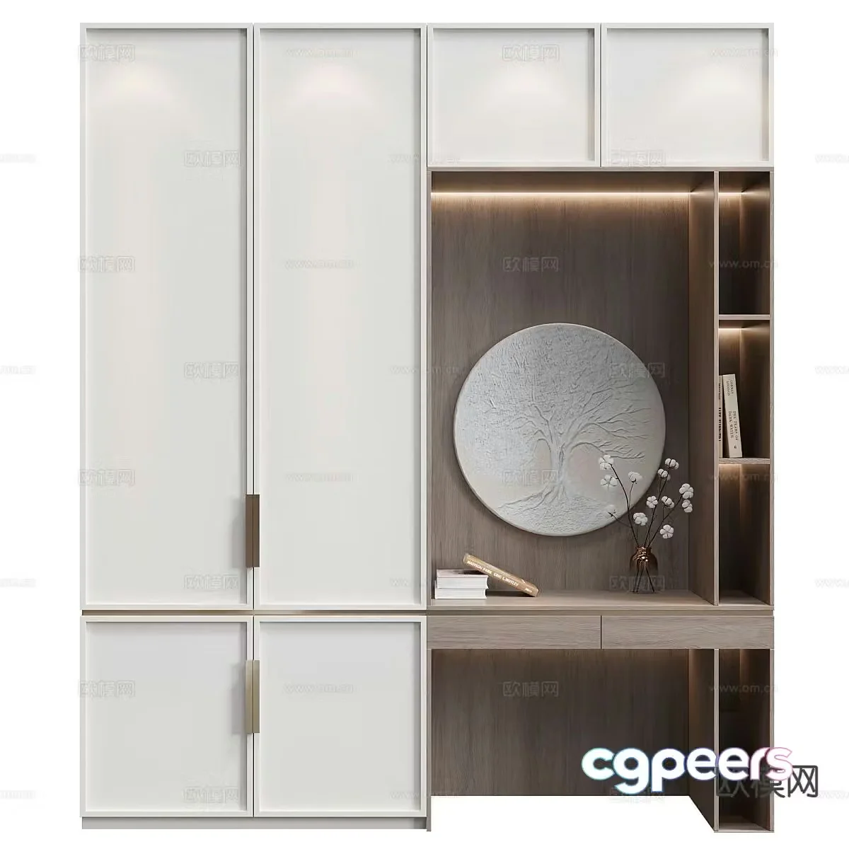 Modern wardrobe desk integrated cabinet 3d model