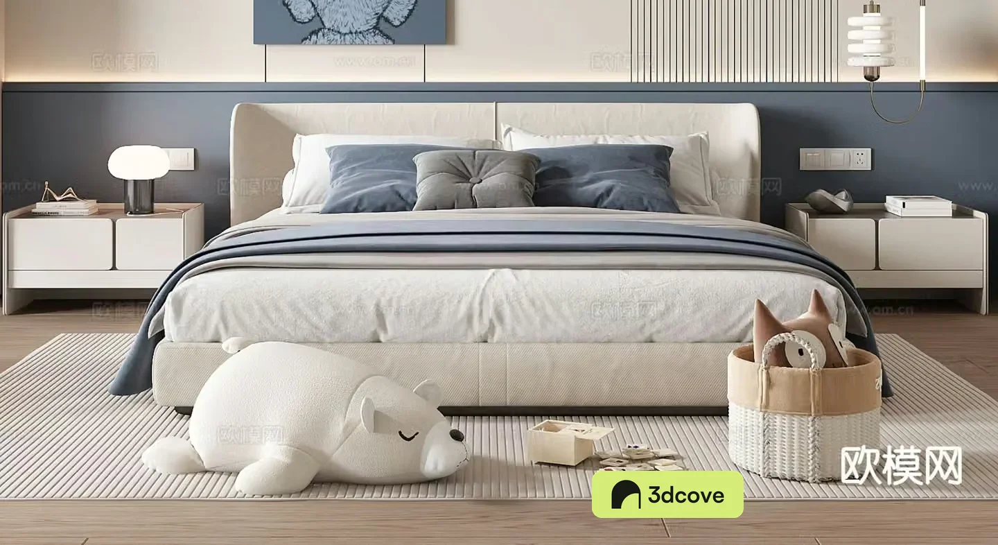 Modern children’s bed boy’s bed bedside table
